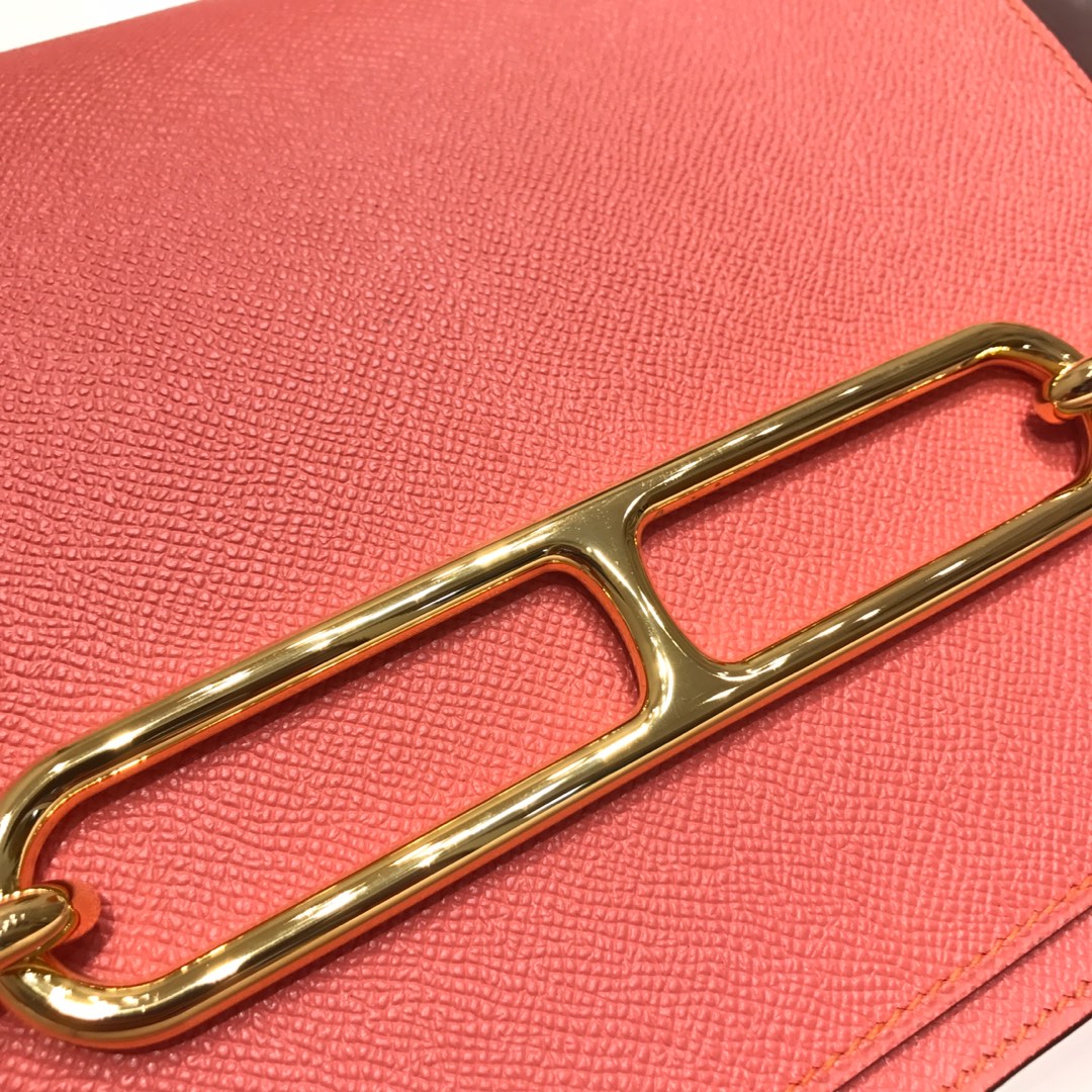 Roulis 24 cm Epsom Leather CC93 Flamingo Pink Gold Buckle