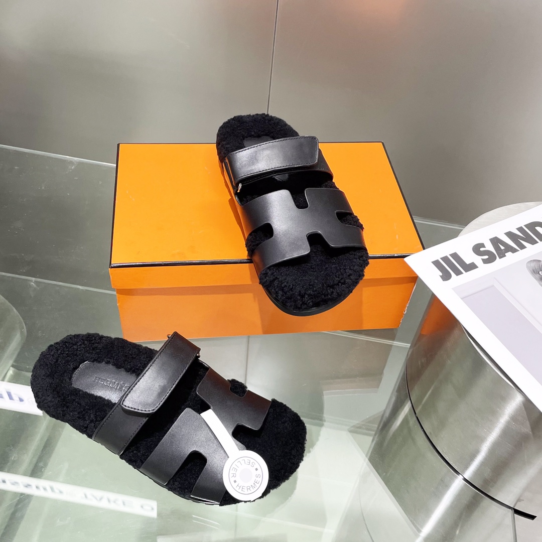 Hermes teddy fur uncle shoes