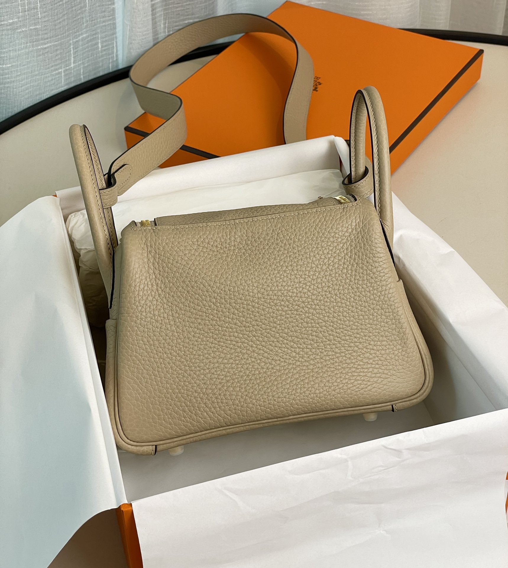 mini lindy trench coat gray gold buckle