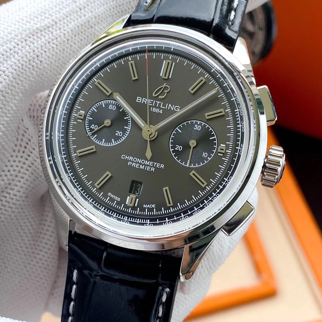 Breitling-Premier B01 Chronograph screw-in steel, transparent sapphire