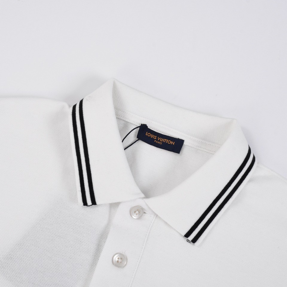 Louis Vuitton New three-flower LOGO embroidered polo shirt with lapel