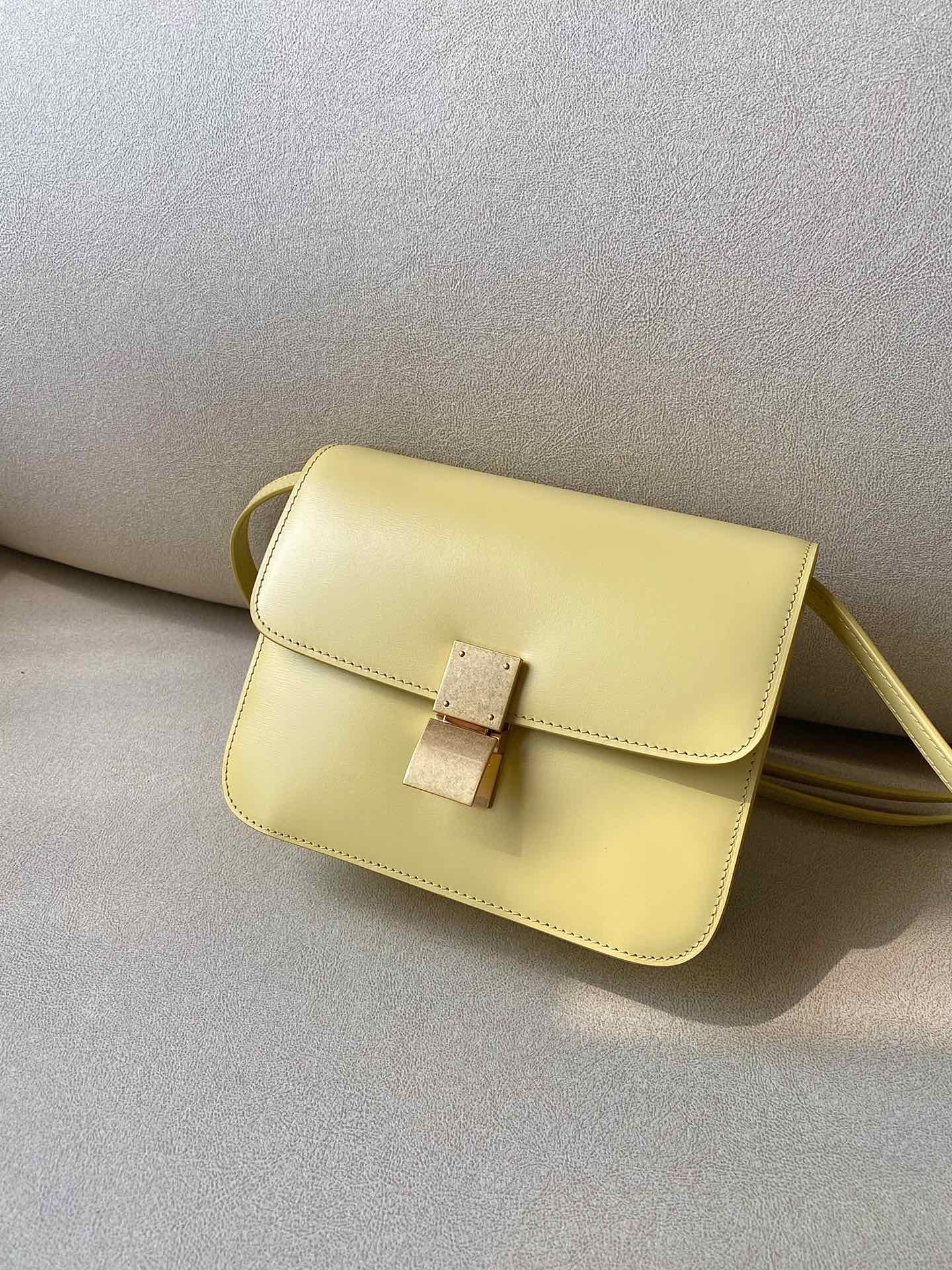 𝐂𝐞𝐥𝐢𝐧𝐞 Box Teen bag in polished calfskin