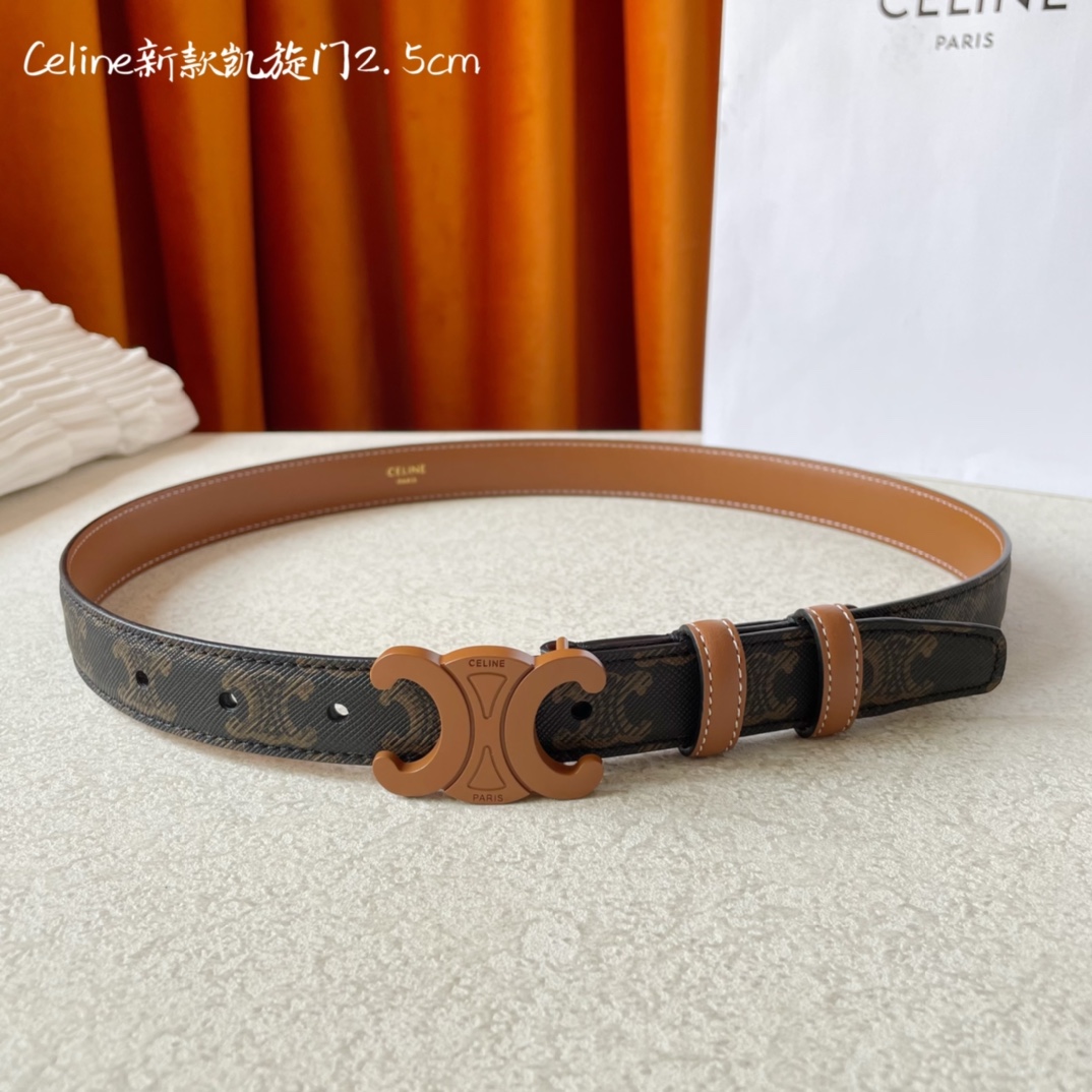 CELINE new leather Arc de Triomphe buckle ladies belt