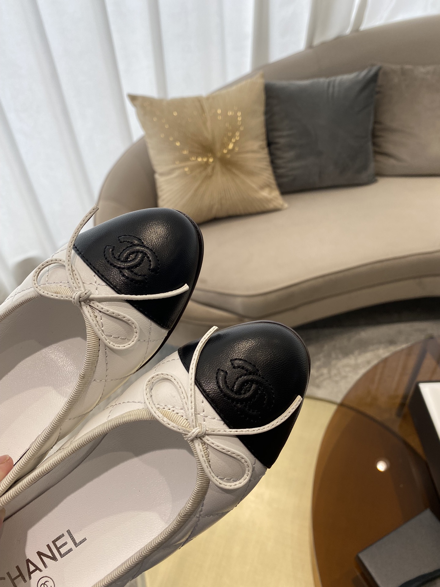 CHANEL ballerinas are timeless classics. Stay elegant Imported water-dyed sheepskin