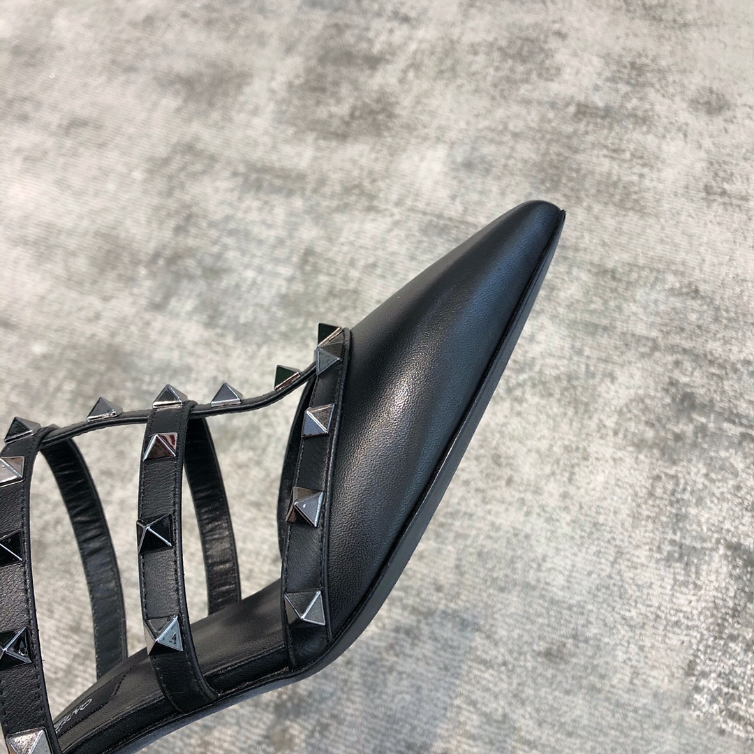 Valentino VT Collection Triple Strap Mid Heel Drag 6.5CM Black