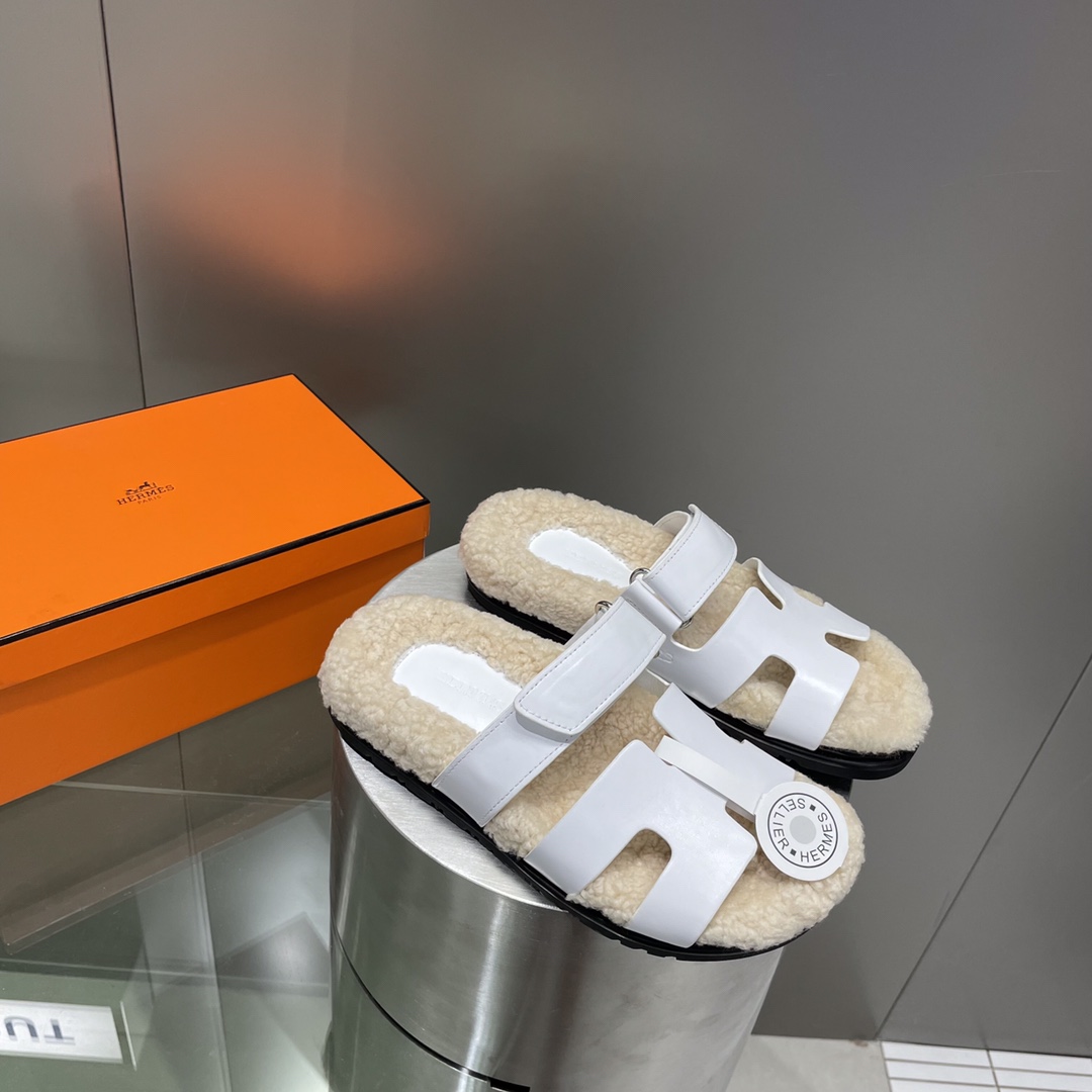 Hermes teddy fur uncle shoes