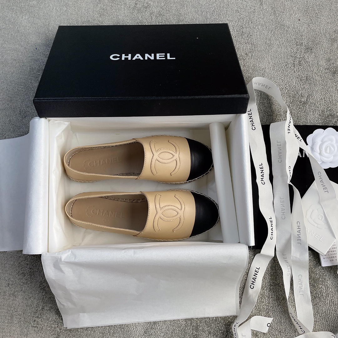 CHANEL fisherman shoes custom mixed sheepskin imported leather embryo leather upper soft inner cushion sheepskin