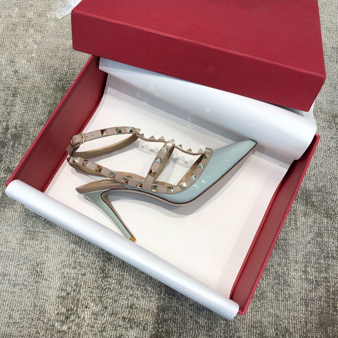 Valentino VT Collection Two Strap Mid Heel 10cm Blue