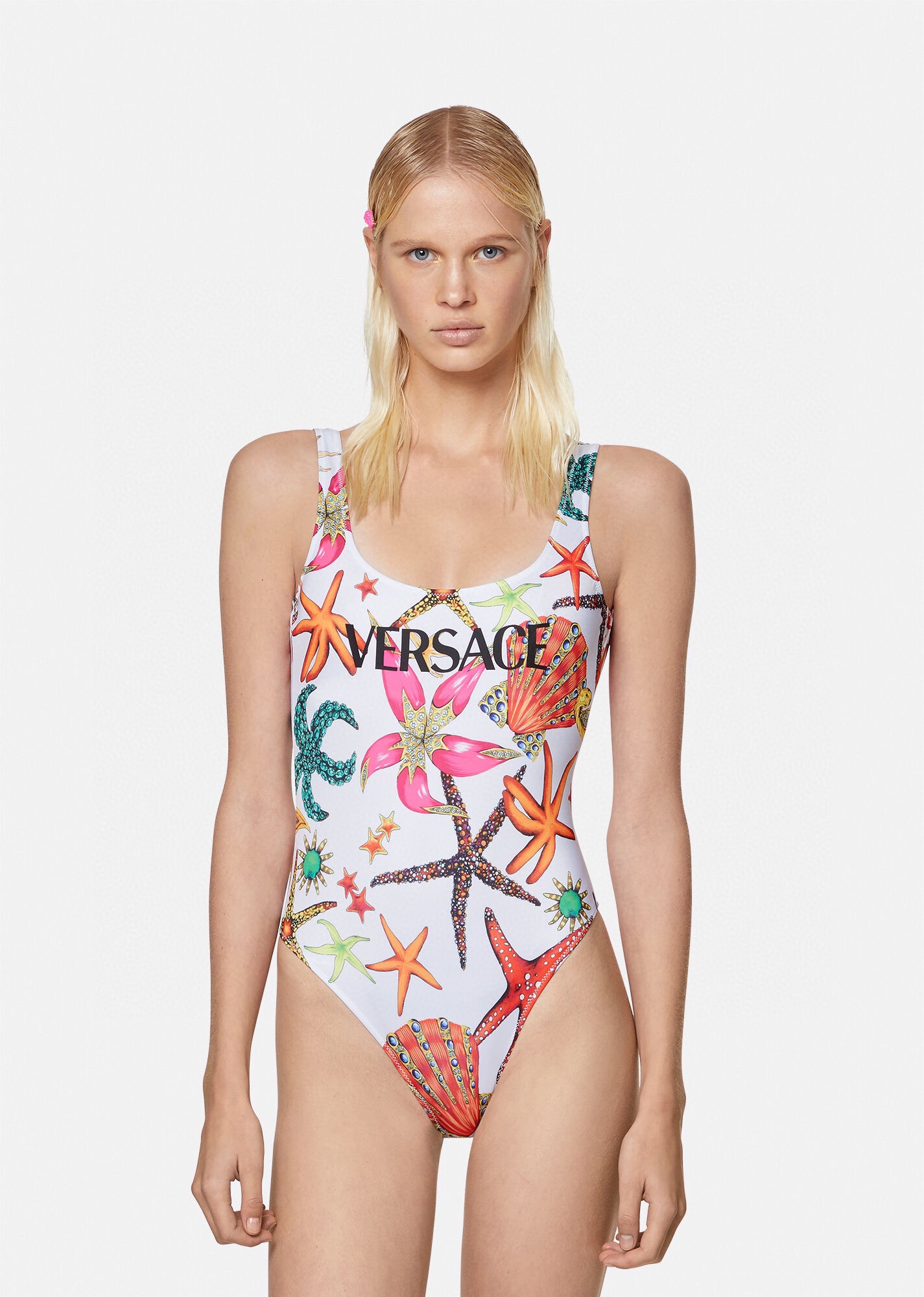 Versac*New Starfish Shell Print Open Back U-Neck One-Piece Swimsuit