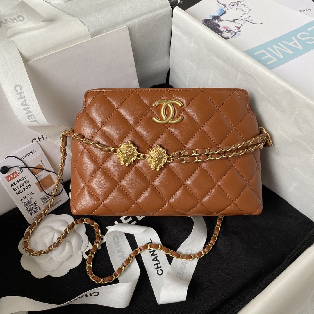 ​Chanel 23A Golden Little Lion Chain Bag AP3429, Top Quality Size: 19 * 13 * 8cm