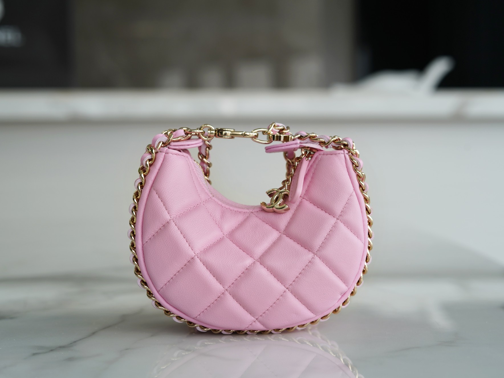 𝗖𝗛𝗔𝗡𝗘𝗟 23p moon/moon bag small pink