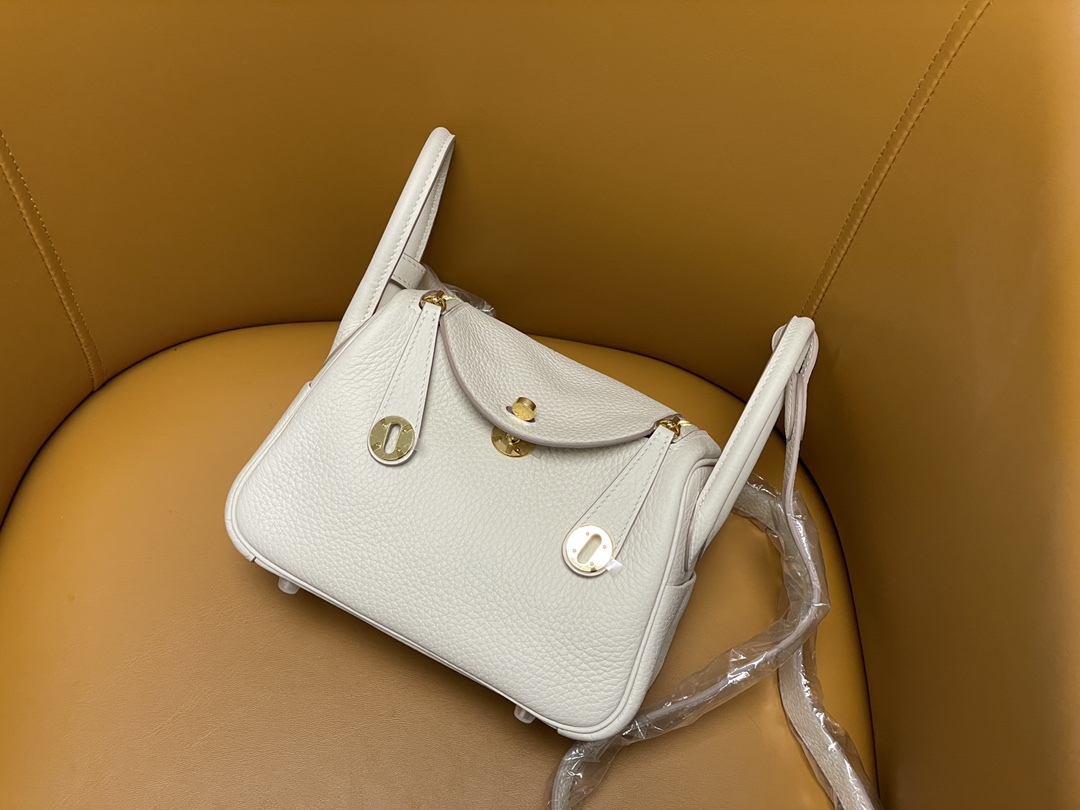 Mini Lindy milkshake white tc leather gold buckle