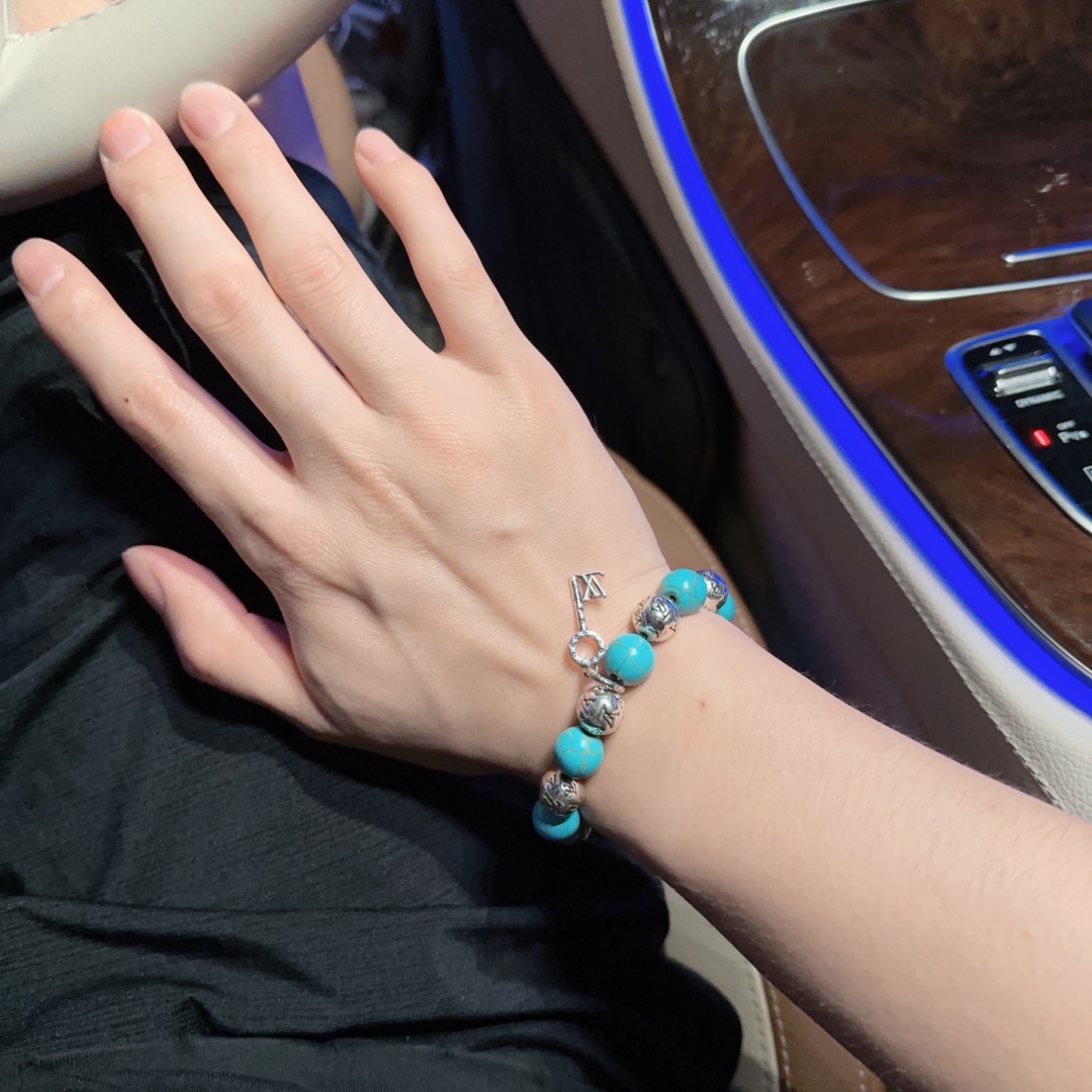Louis Vuitton LV bracelet 🇷🇼 multi-element turquoise thai silver style (large) bracelet