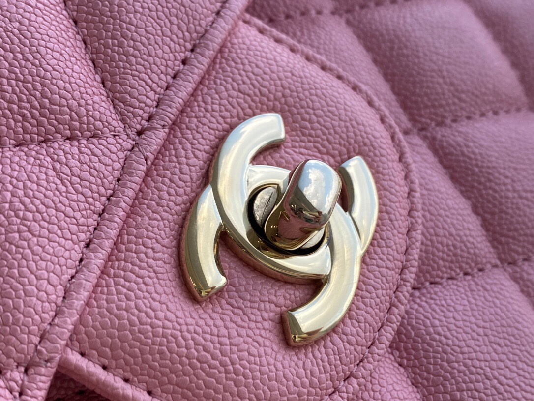 𝐂𝐇𝐀𝐍𝐄𝐋 Classic Flap France 🇫🇷 𝐇𝐚𝐚𝐬 Original Caviar🐂 Washed Fetal Cow Small 🌸Pink