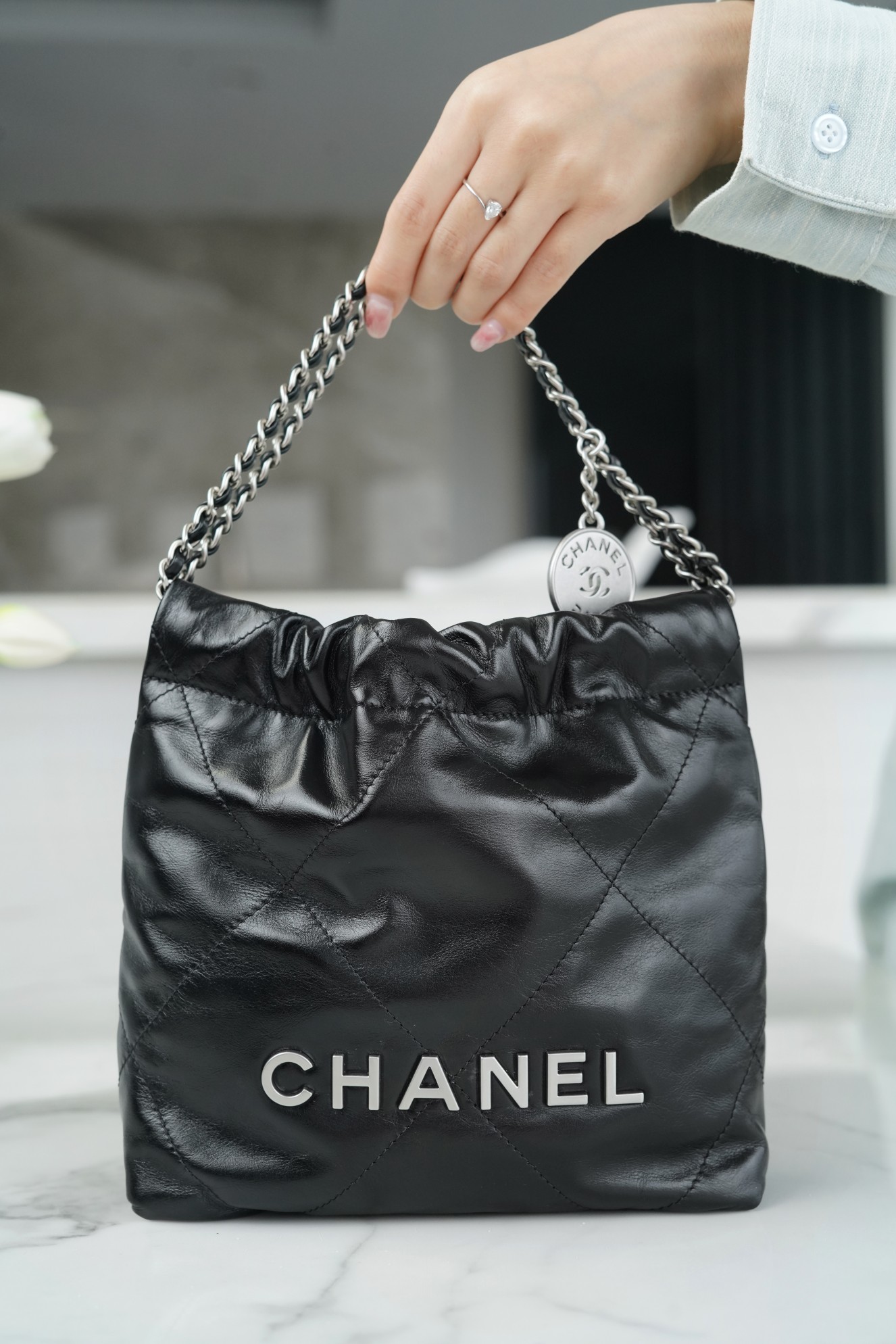 𝗖𝗛𝗔𝗡𝗘𝗟✦ 23S 22Mini bag black and silver