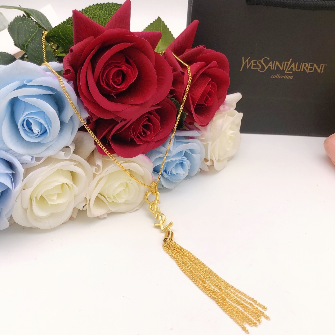 Saint Laurent YSL monogrammed tassel necklace