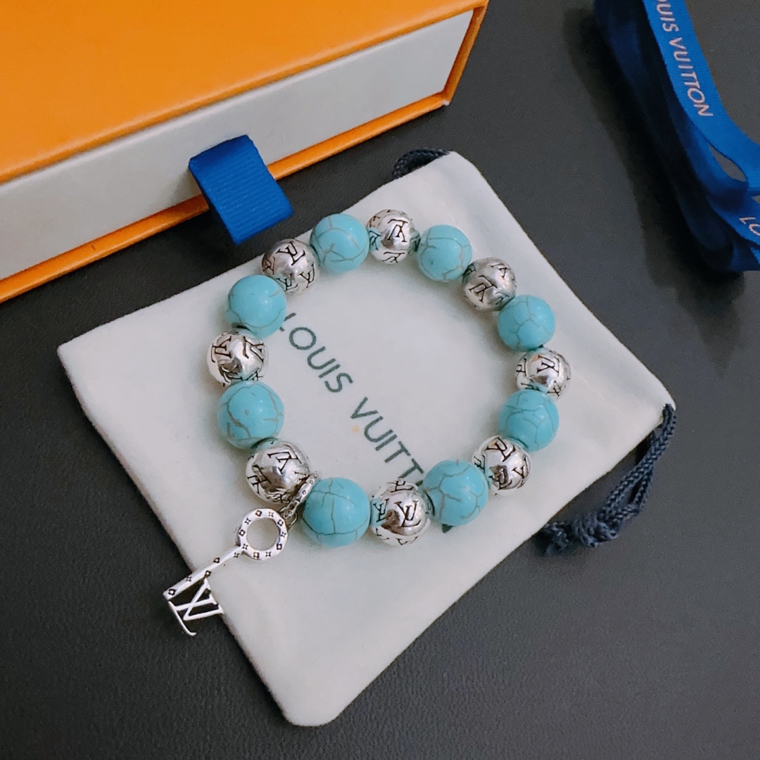 Louis Vuitton LV bracelet 🇷🇼 multi-element turquoise thai silver style (large) bracelet