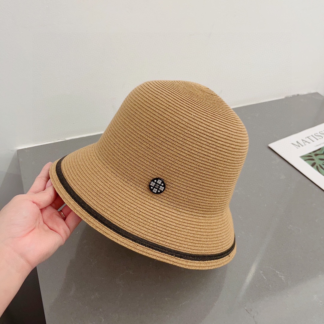 CHANEL straw hat, striped color block hat