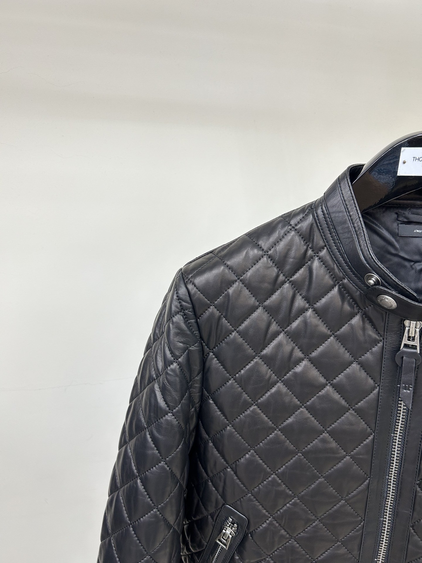 Tom Ford 23 catwalk style slim stand collar leather jacket