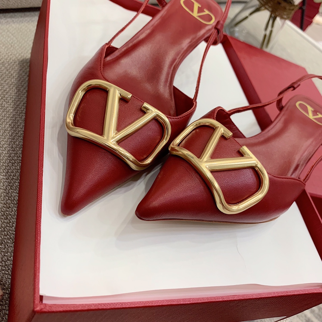【Valentino】Valentino highest version of kitten heel sandals custom original top calfskin