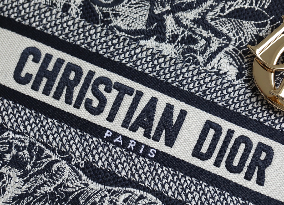 DIOR LADY-D-LITE five compartment toffee bag embroidered tiger blue