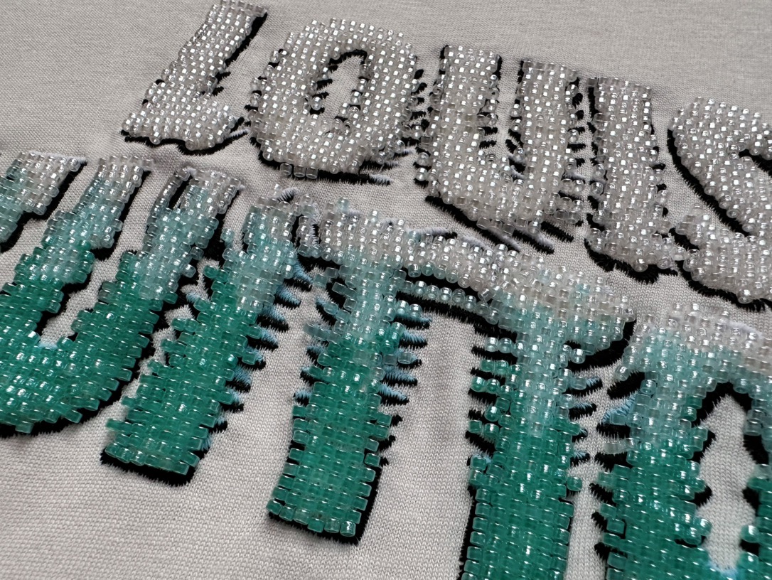 Louis Vuitton Heavy Industry Gradient Beaded Beaded Short Sleeve T