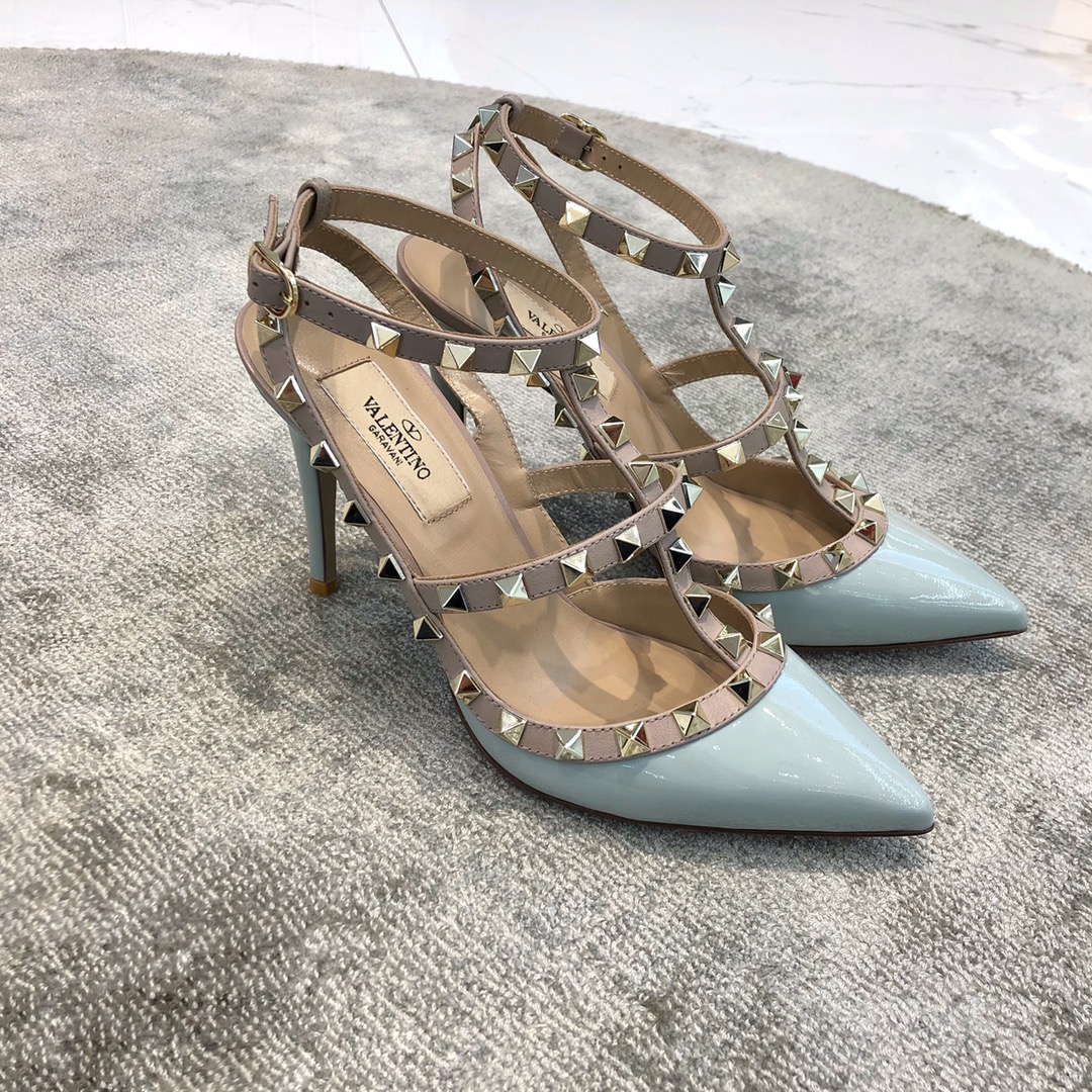 Valentino VT Collection Two Strap Mid Heel 10cm Blue