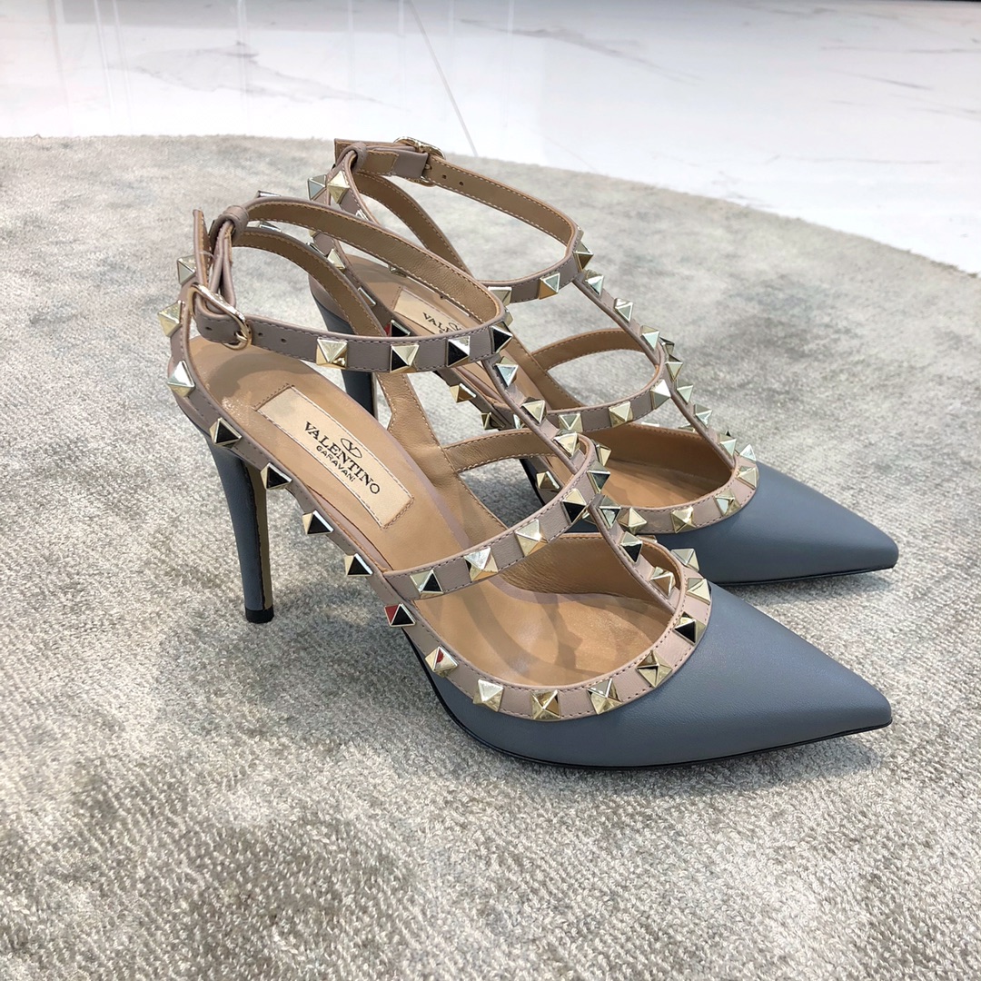 Valentino VT Collection Two Strap Mid Heel 10cm Haze Blue