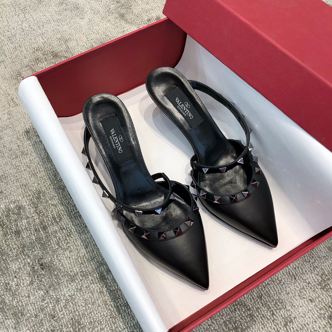 Valentino VT Collection One strap slant heel tow 6.5CM Black