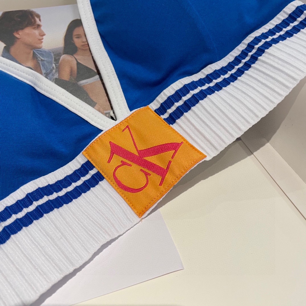 Ck Underwear Women Steelless Triangle Cup with Bra Pads Sexy Sports Bra Low Waist Ck Briefs Swimwear