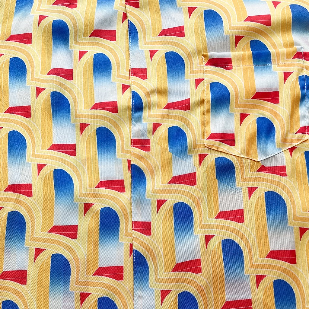 Casablanca Dream Gate, White twill silk short sleeve shirt