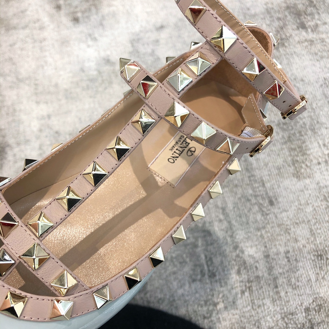 Valentino VT Collection Two Strap Flats Patent Leather Blue