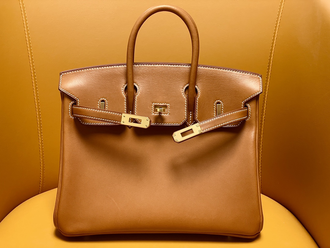 Birkin25 saddle leather gold brown gold buckle