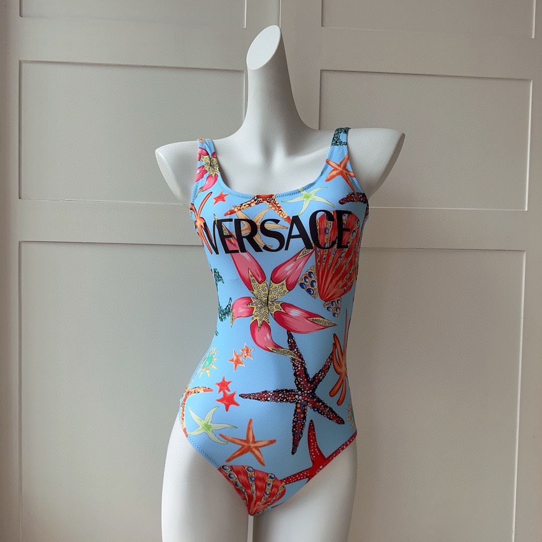 Versac*New Starfish Shell Print Open Back U-Neck One-Piece Swimsuit