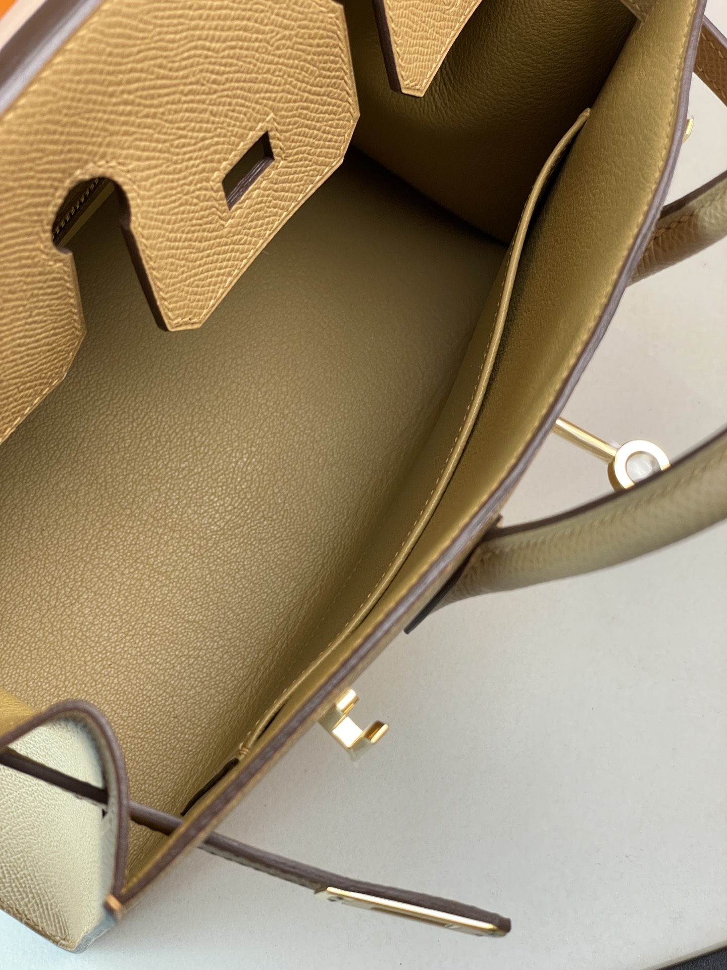 Birkin25 outer seam biscuit color EPSOM leather gold buckle