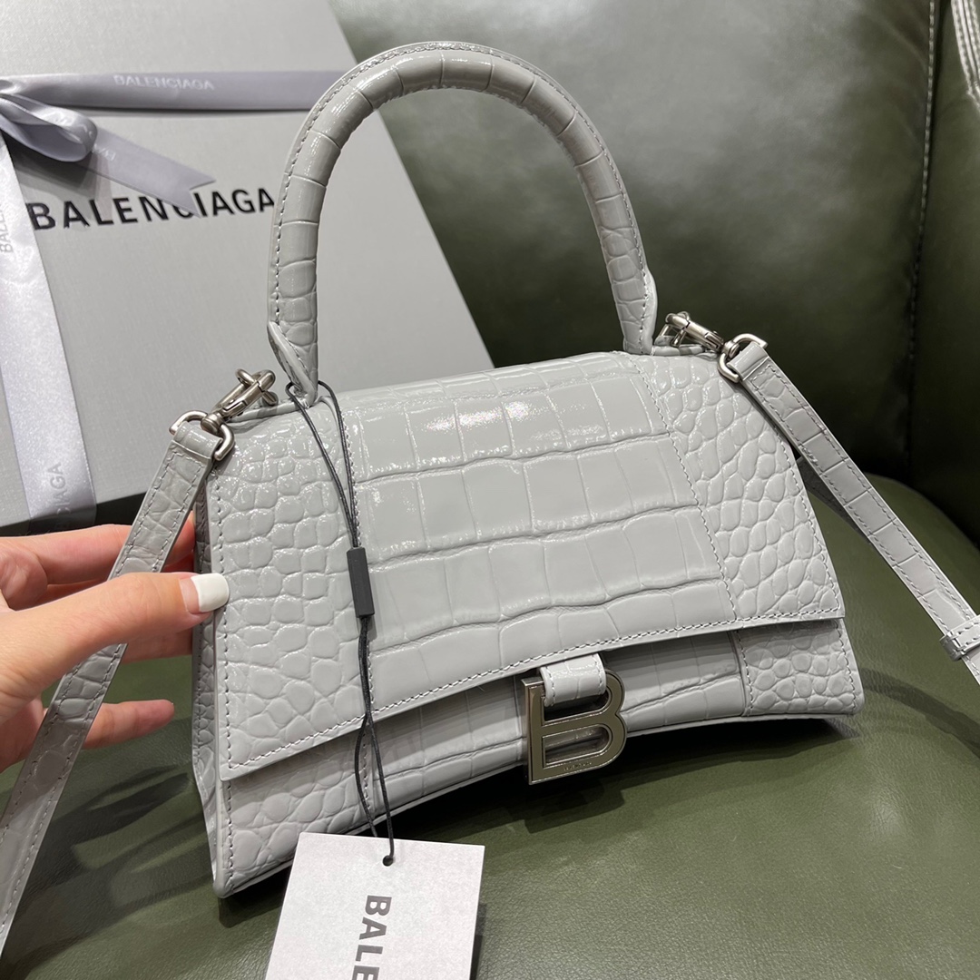 BALENCIAGA 𝐇𝐨𝐮𝐫𝐠𝐥𝐚𝐬𝐬𝐬 𝐒 crocodile-textured cowhide