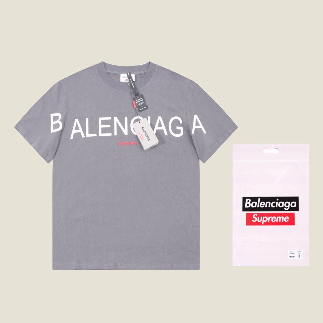 Balenciaga × Supreme 2023 Fall Spring/summer collection simple double LOGOT shirts