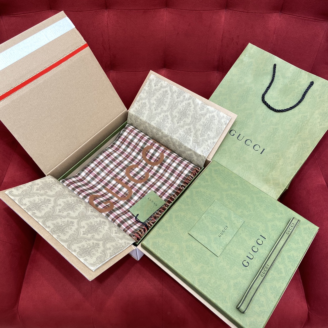 GUCCI Double-sided wool scarf 83% wool ➕ 17% cashmere