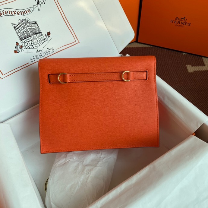 Kelly DanSe orange gold buckle evercolor leather