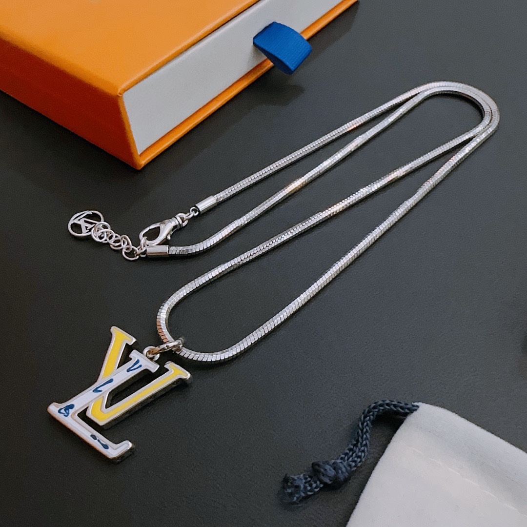 Louis Vuitton Rockabilly punk thai silver vintage silver necklace for couples with 60cm adjustable length