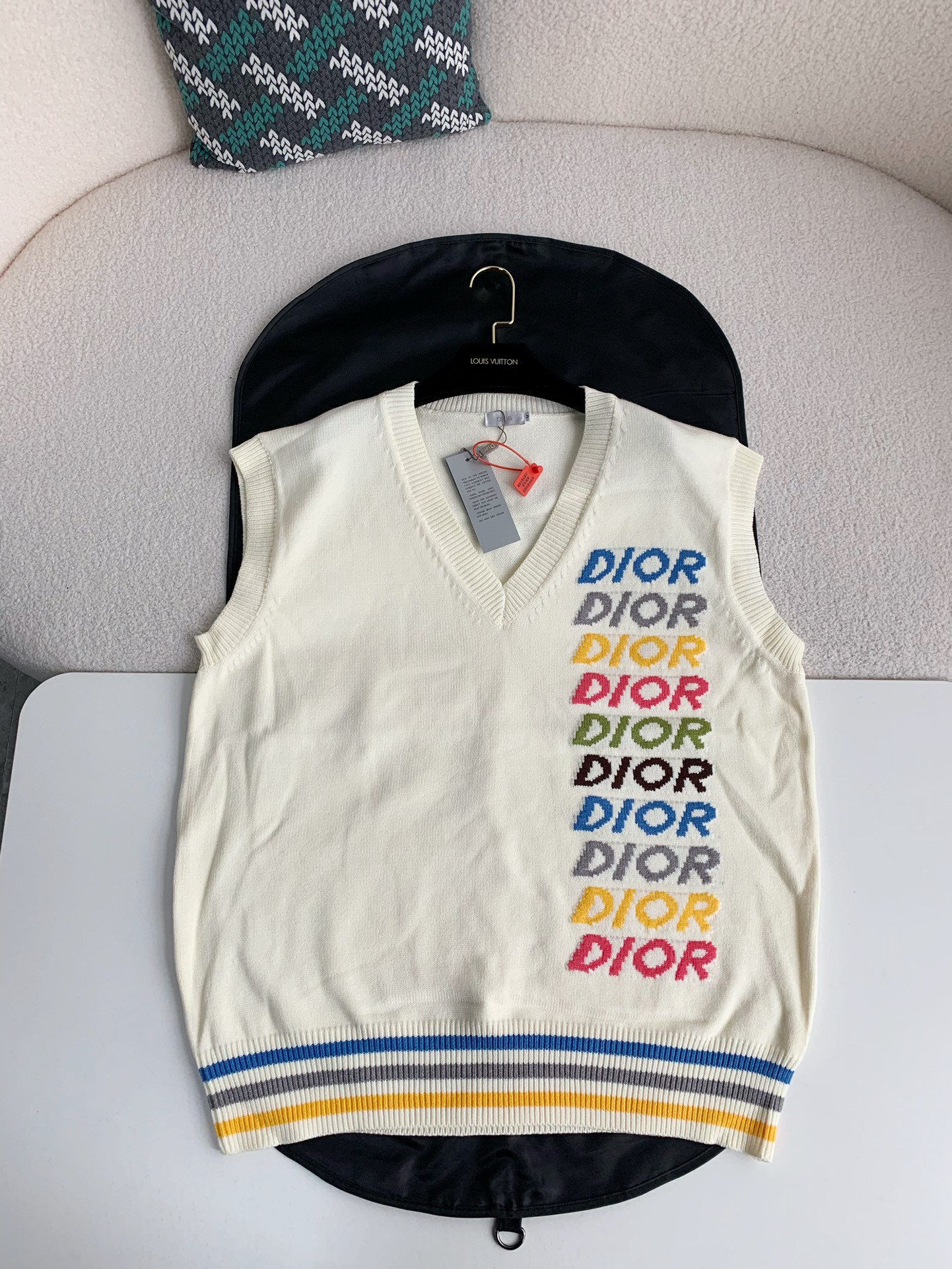 Dior Monochrome striped knitted waistcoat