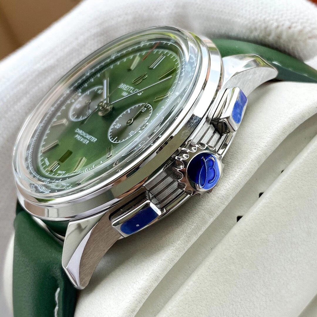 Breitling-Premier B01 Chronograph screw-in steel, transparent sapphire