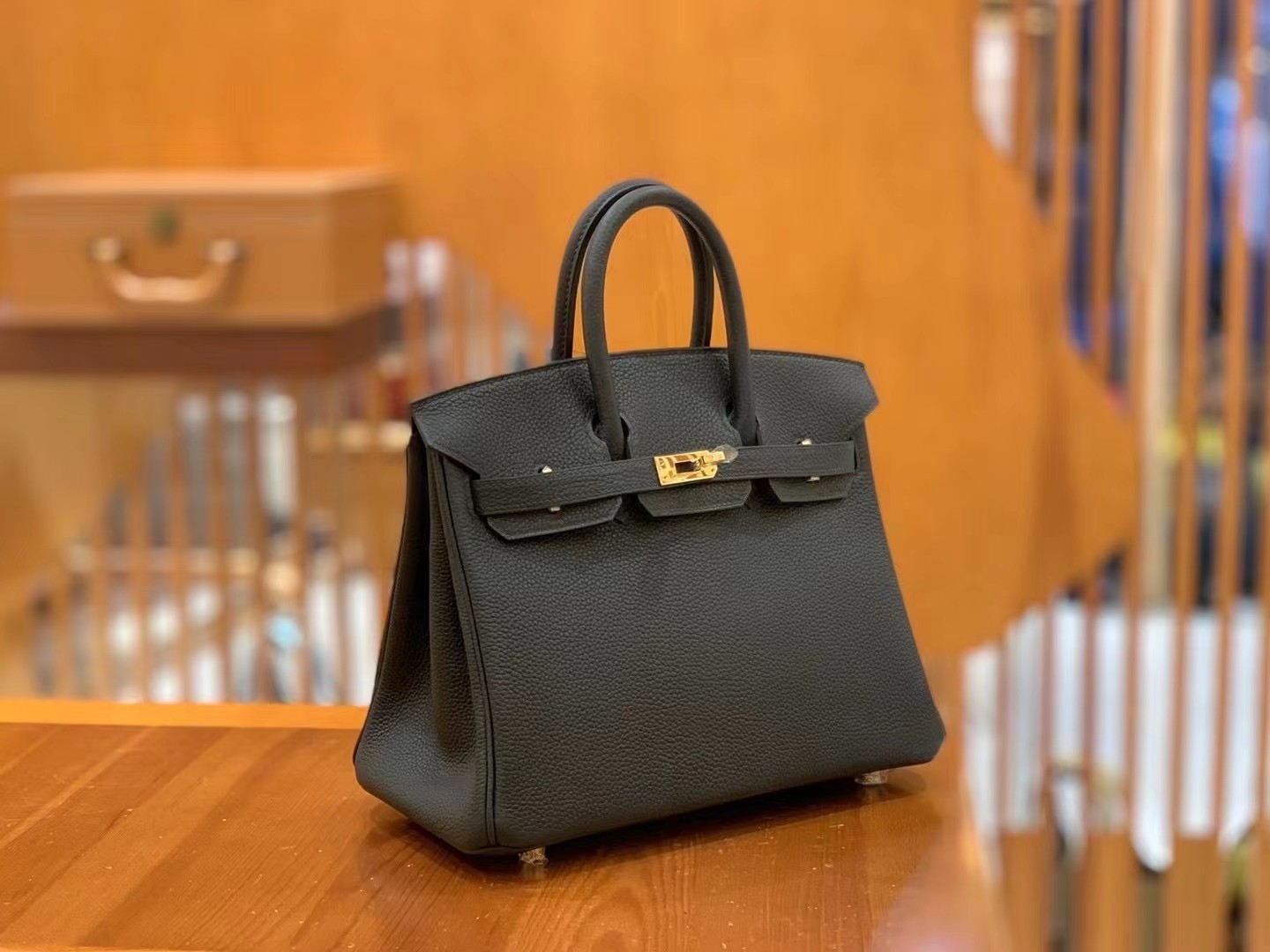 Birkin Black Gold Buckle togo French original beeswax thread