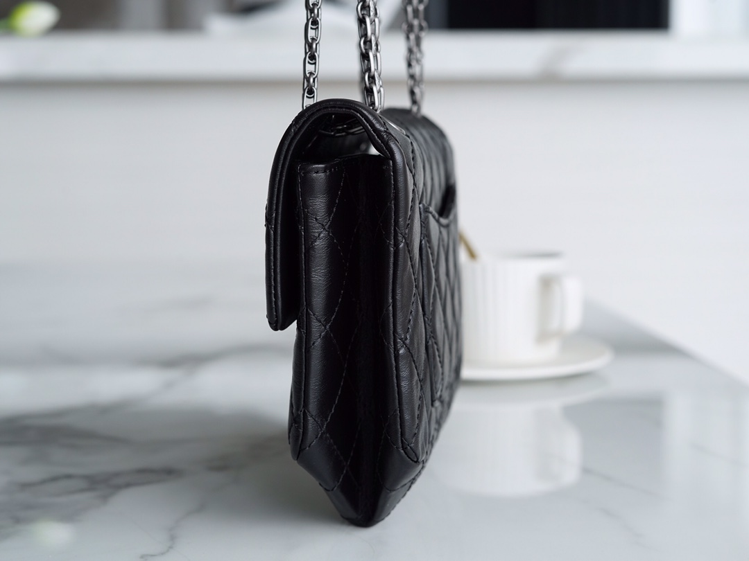 𝗖𝗵𝗮𝗻𝗲𝗹 Replica ❷. ❺❺ Italian [Montebello] tire cowhide 𝗠𝗶𝗻𝗶 black and silver