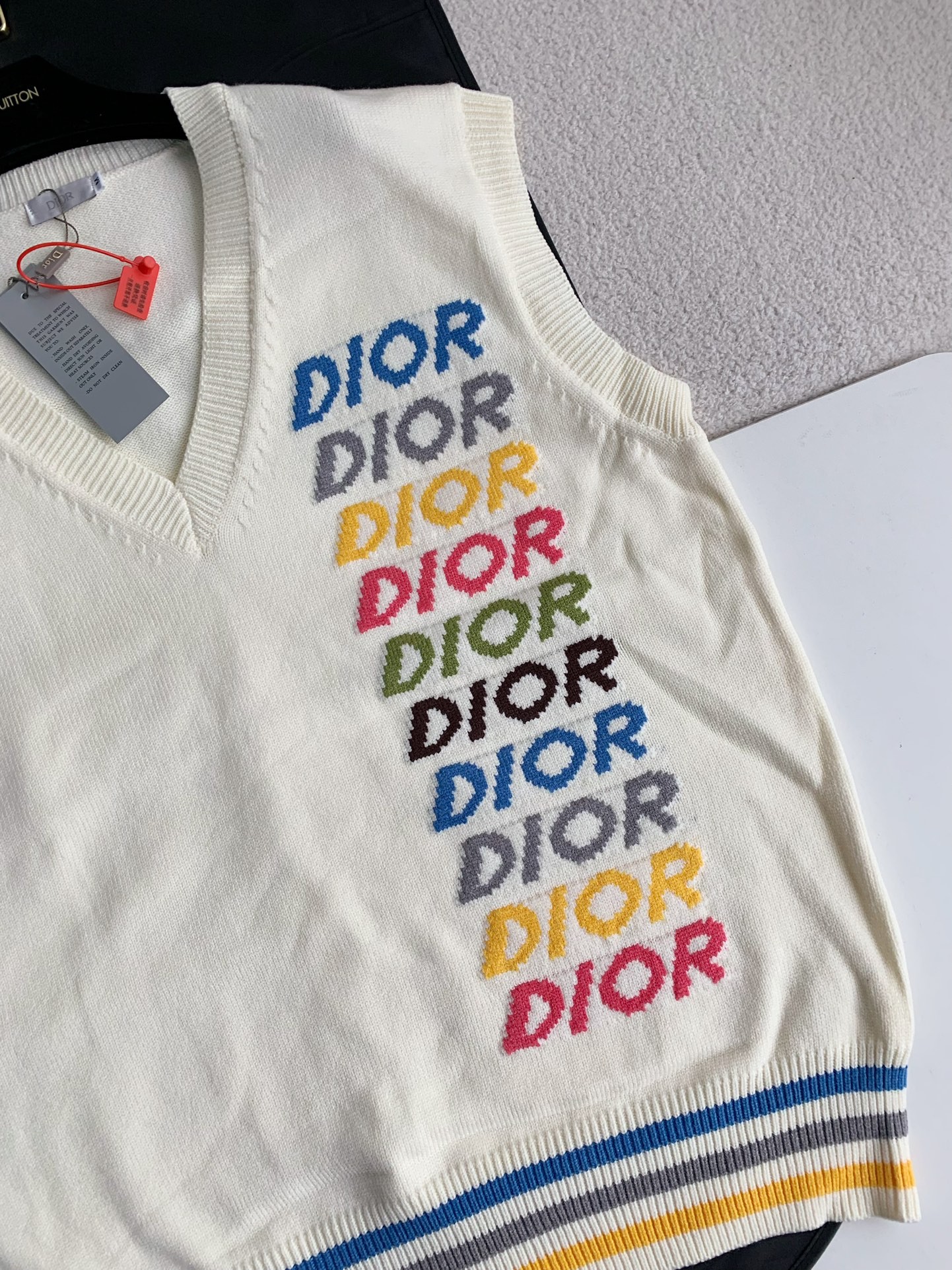 Dior Monochrome striped knitted waistcoat