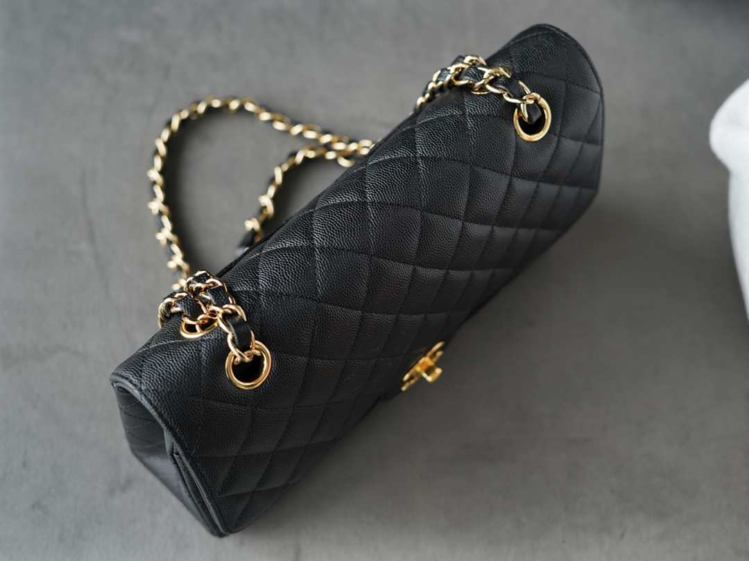 𝐂𝐇𝐀𝐍𝐄𝐋 Classic Flap France 🇫🇷 𝐇𝐚𝐚𝐬 Original Caviar🐂|Original Caviar🐂 Medium Black Gold🖤