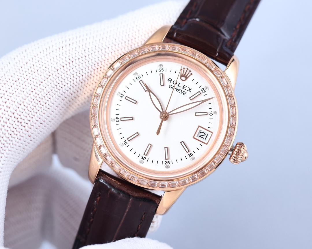 Rolex fashion women's watch simple three needles super luminous at night 💕Unique 3⃣️ character calendar