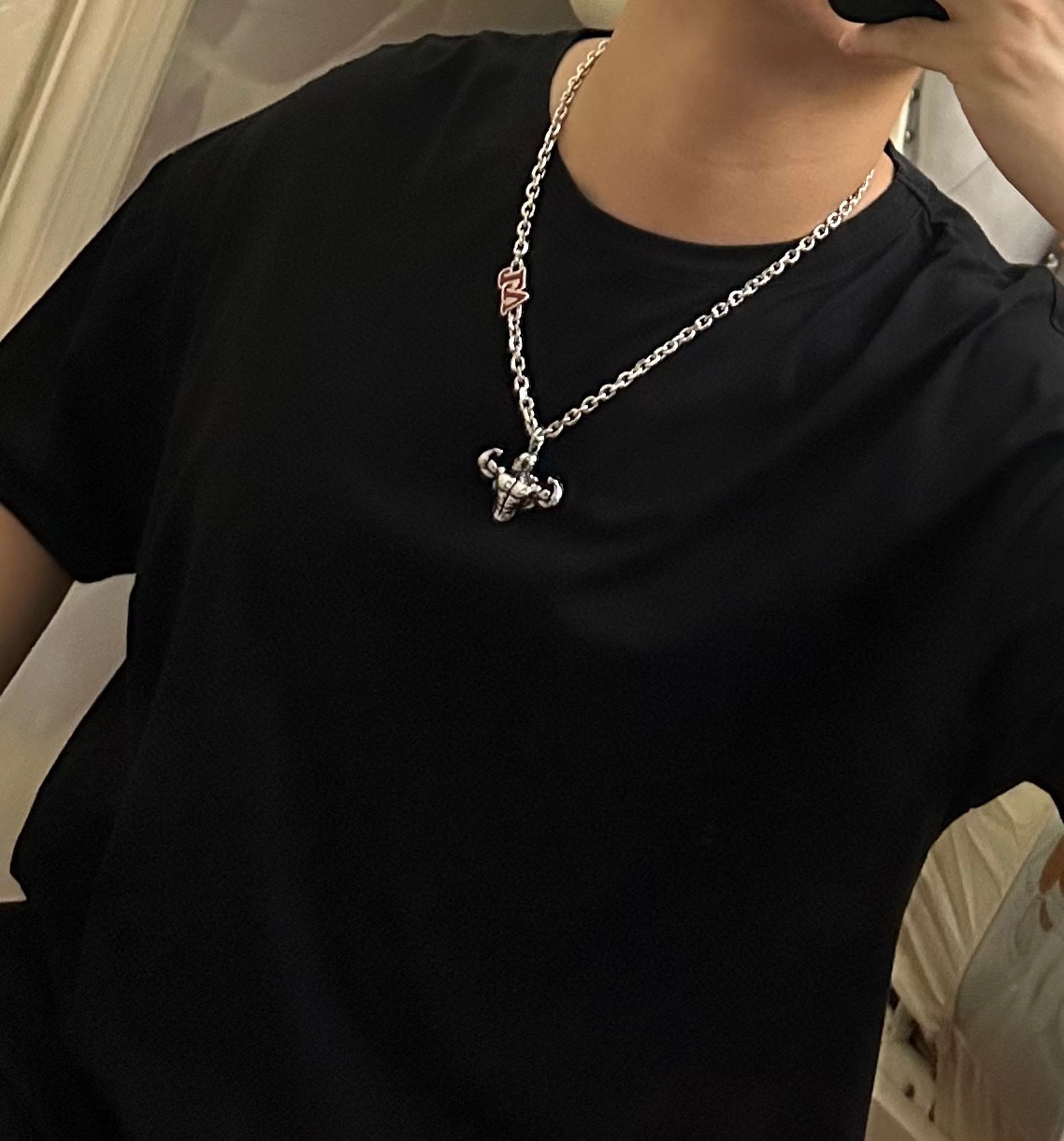 Louis Vuitton Rockabilly punk thai silver vintage silver necklace for couples with 60cm adjustable length