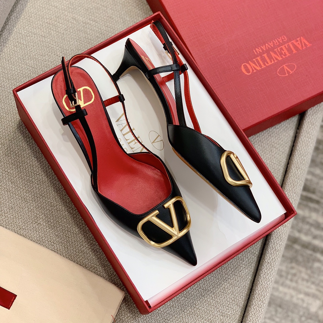【Valentino】Valentino highest version of kitten heel sandals custom original top calfskin