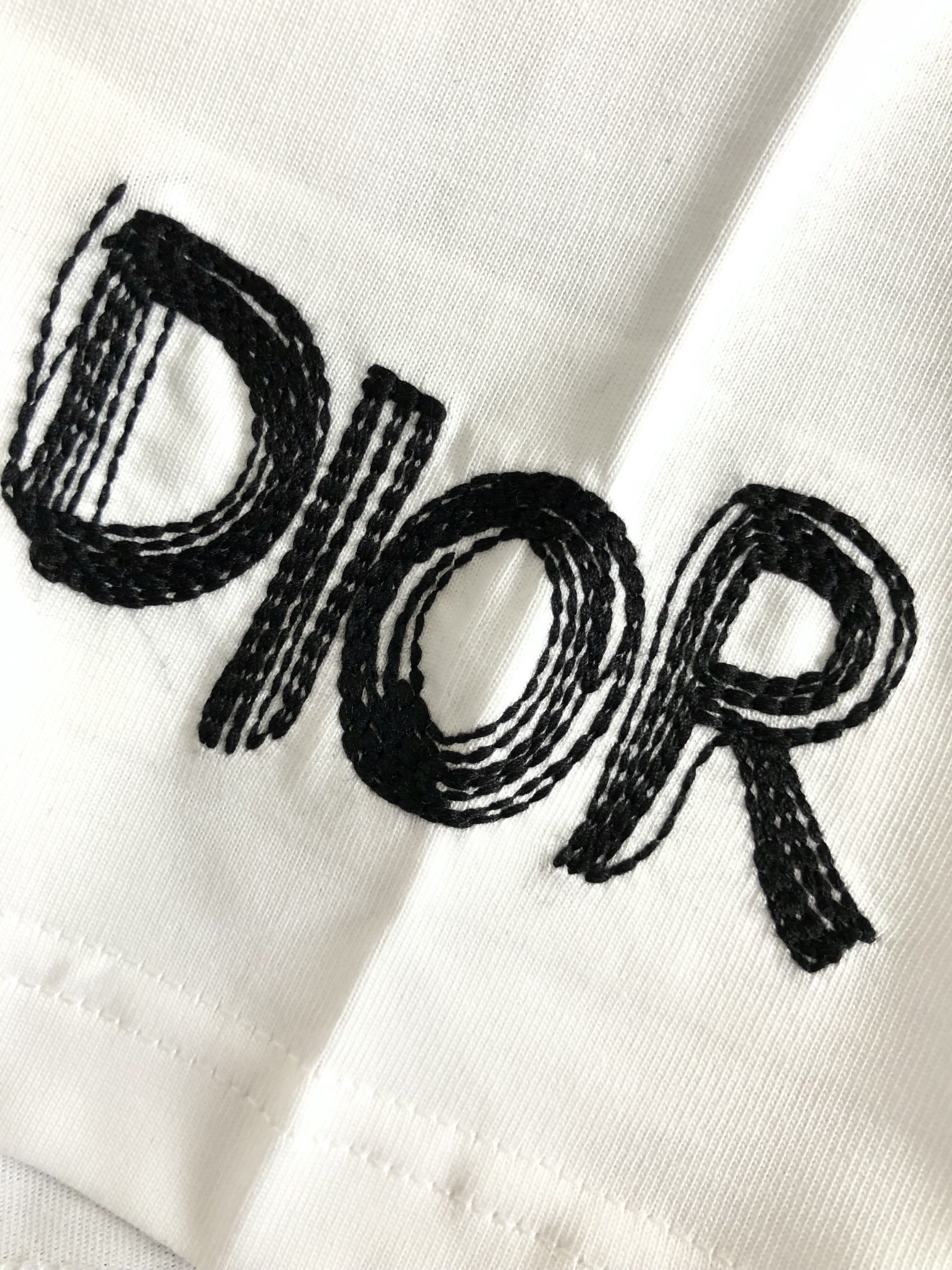 Dior Cartoon embroidered fine cloth t-shirt